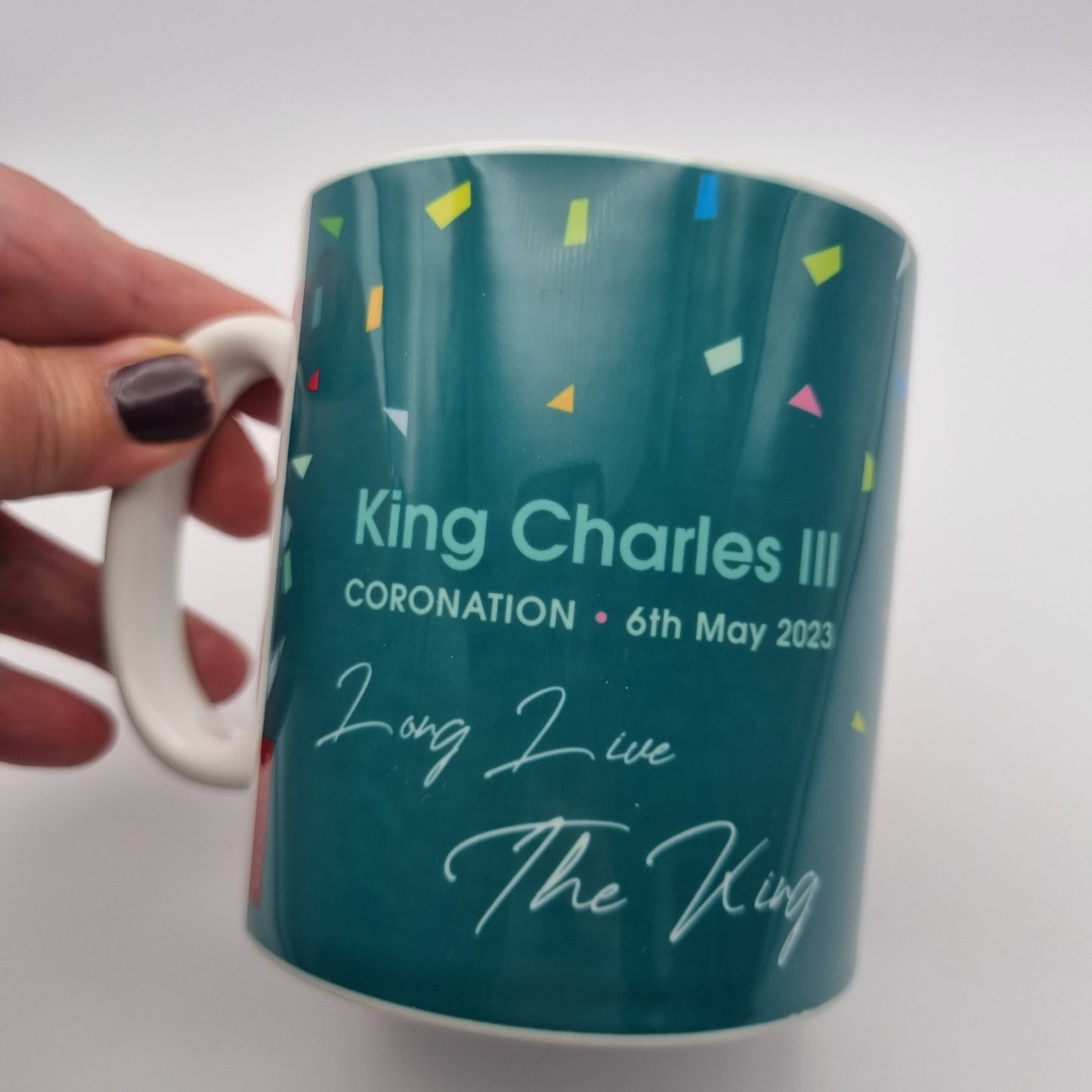 King Charles III Coronation Confetti Mug - Green