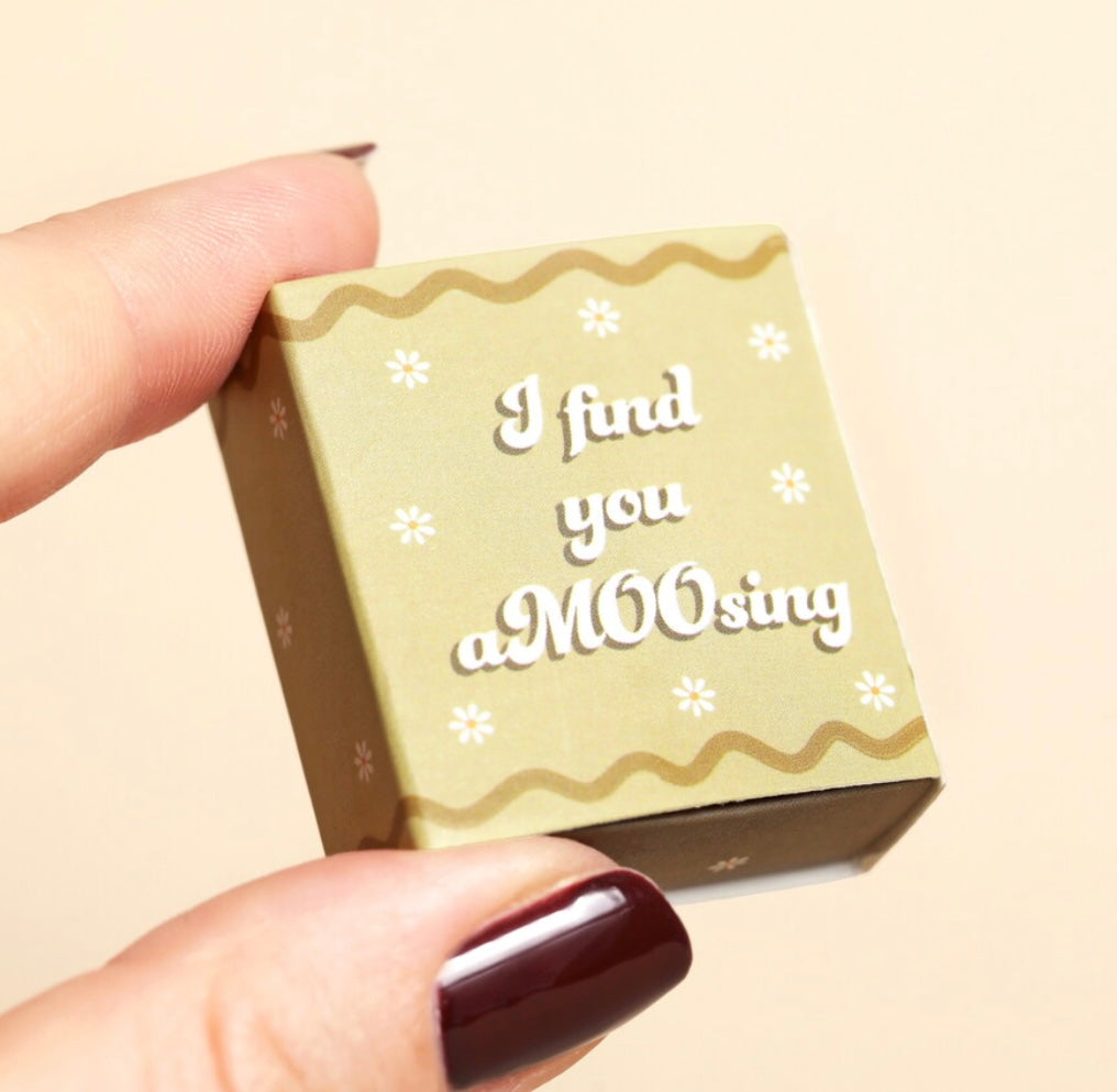 Tiny Matchbox Ceramic Highland Cow Token