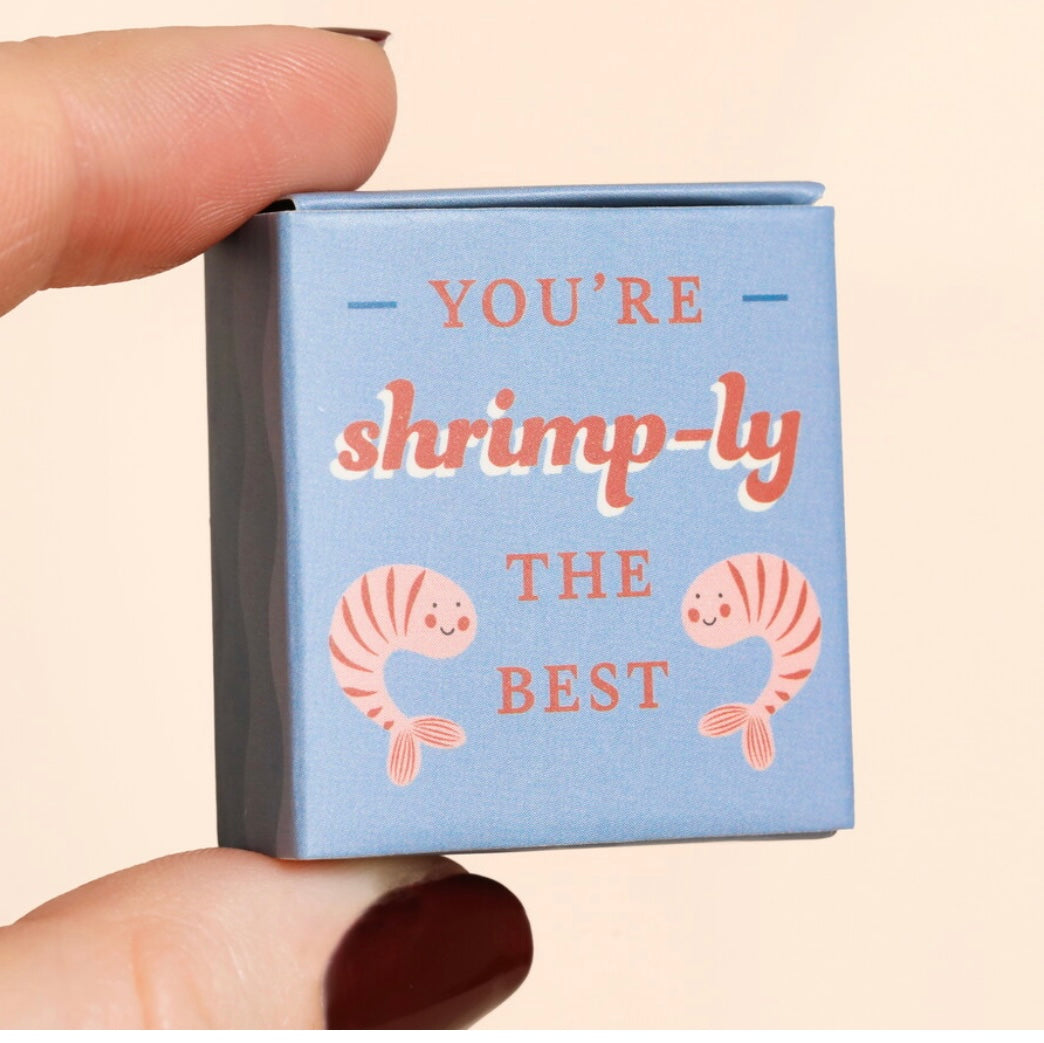 Tiny Matchbox Ceramic Shrimp Token