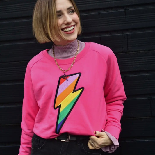 Embroidered Rainbow Lighting Bolt Sweatshirt