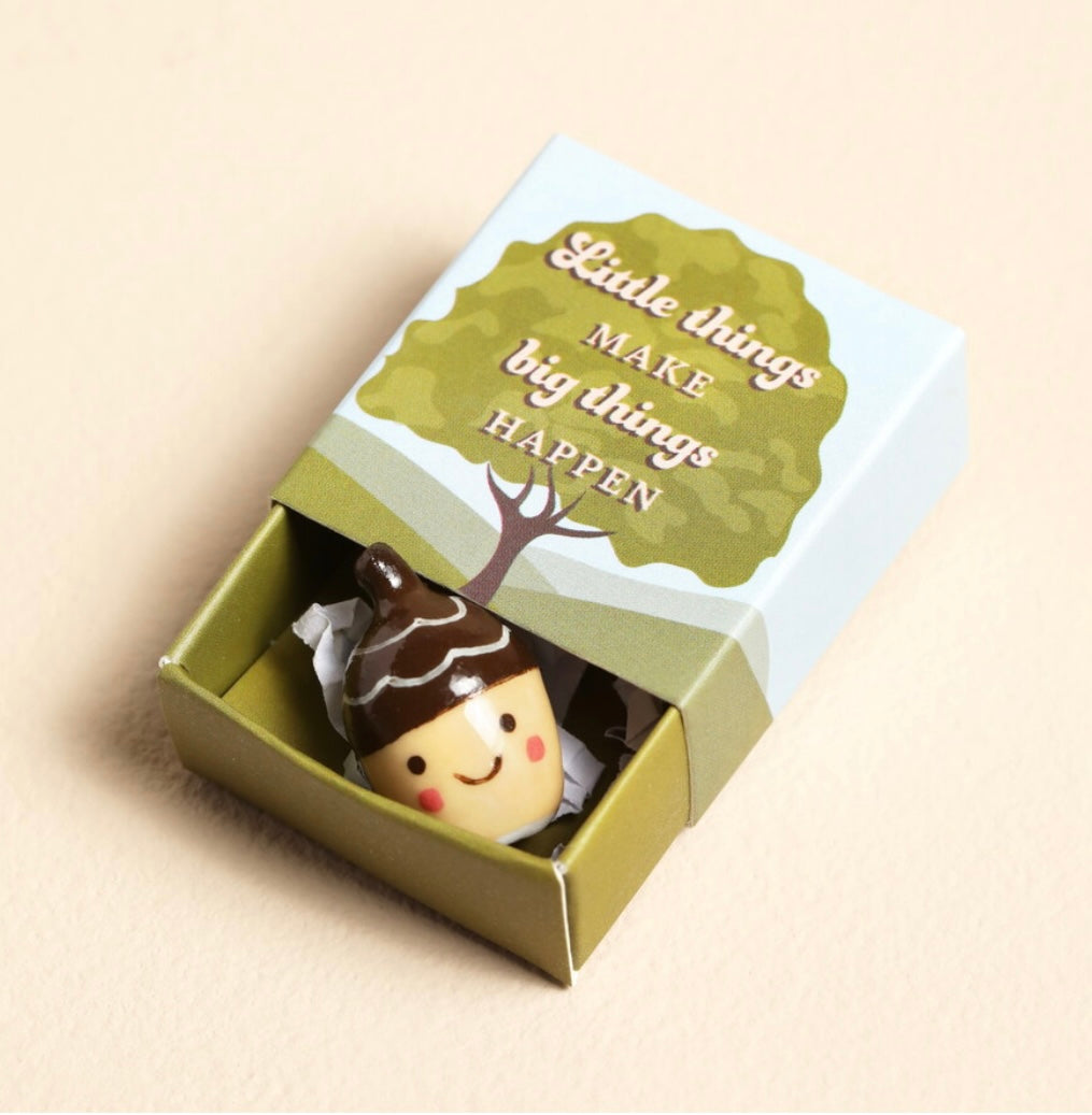 Tiny Matchbox Ceramic Acorn Token
