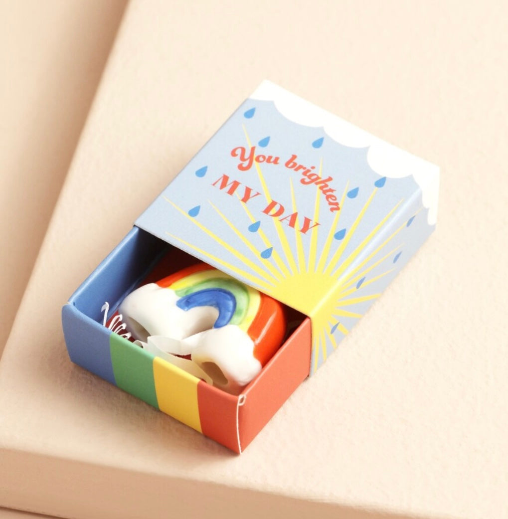 Tiny Matchbox Ceramic Rainbow Token