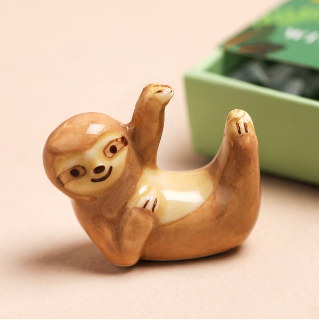 Tiny Matchbox Ceramic Sloth Token