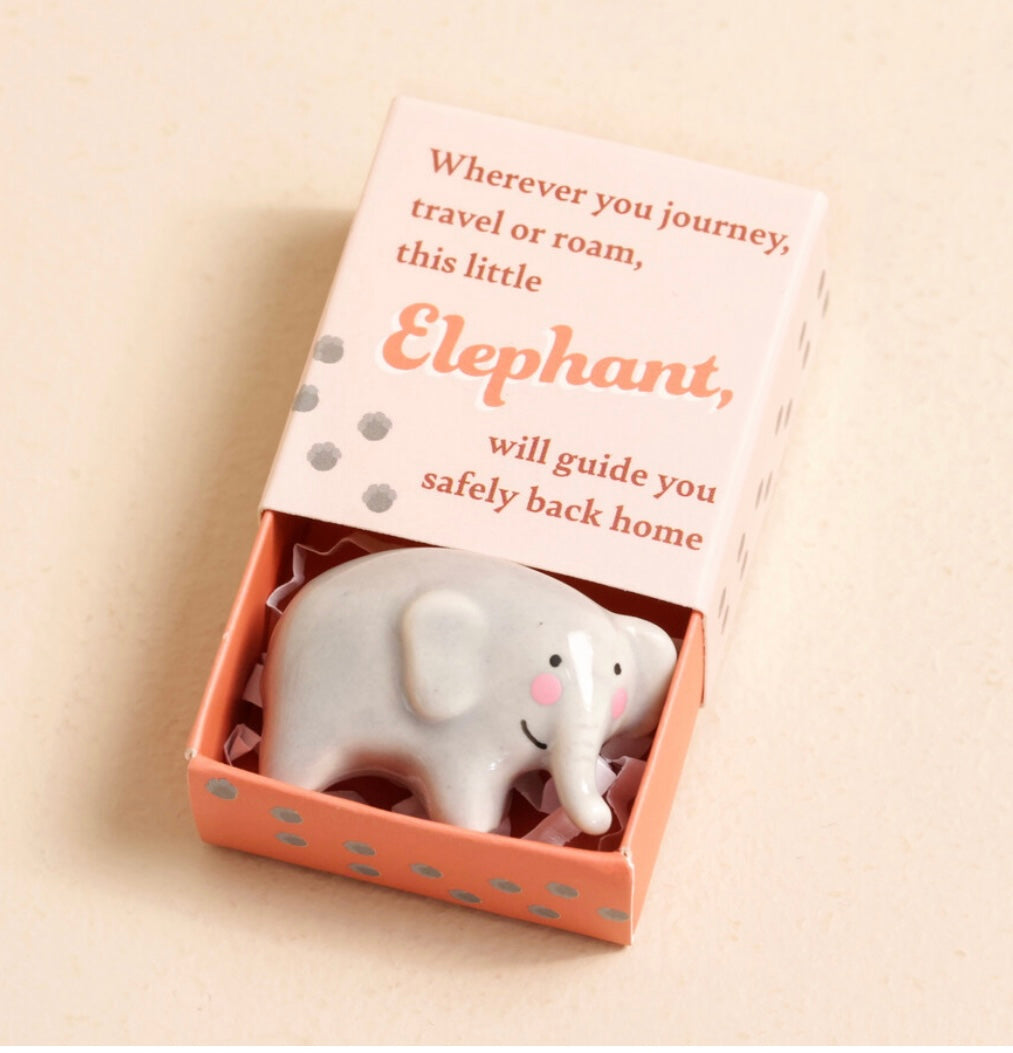Tiny Matchbox Ceramic Elephant Token