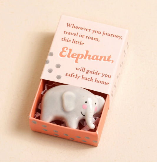 Tiny Matchbox Ceramic Elephant Token
