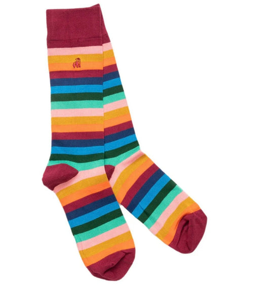 Multi Fine Striped Bamboo Socks