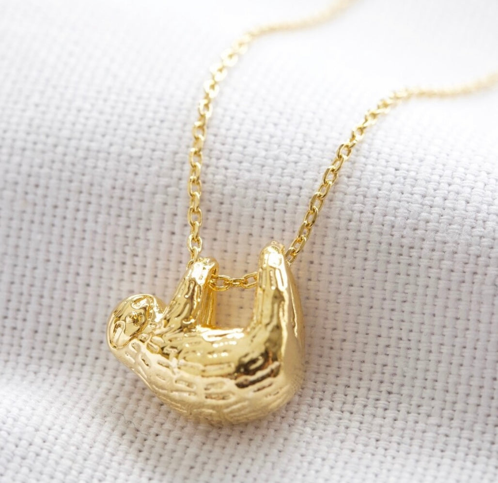 Sloth Pendant Necklace - 18ct Gold Plated