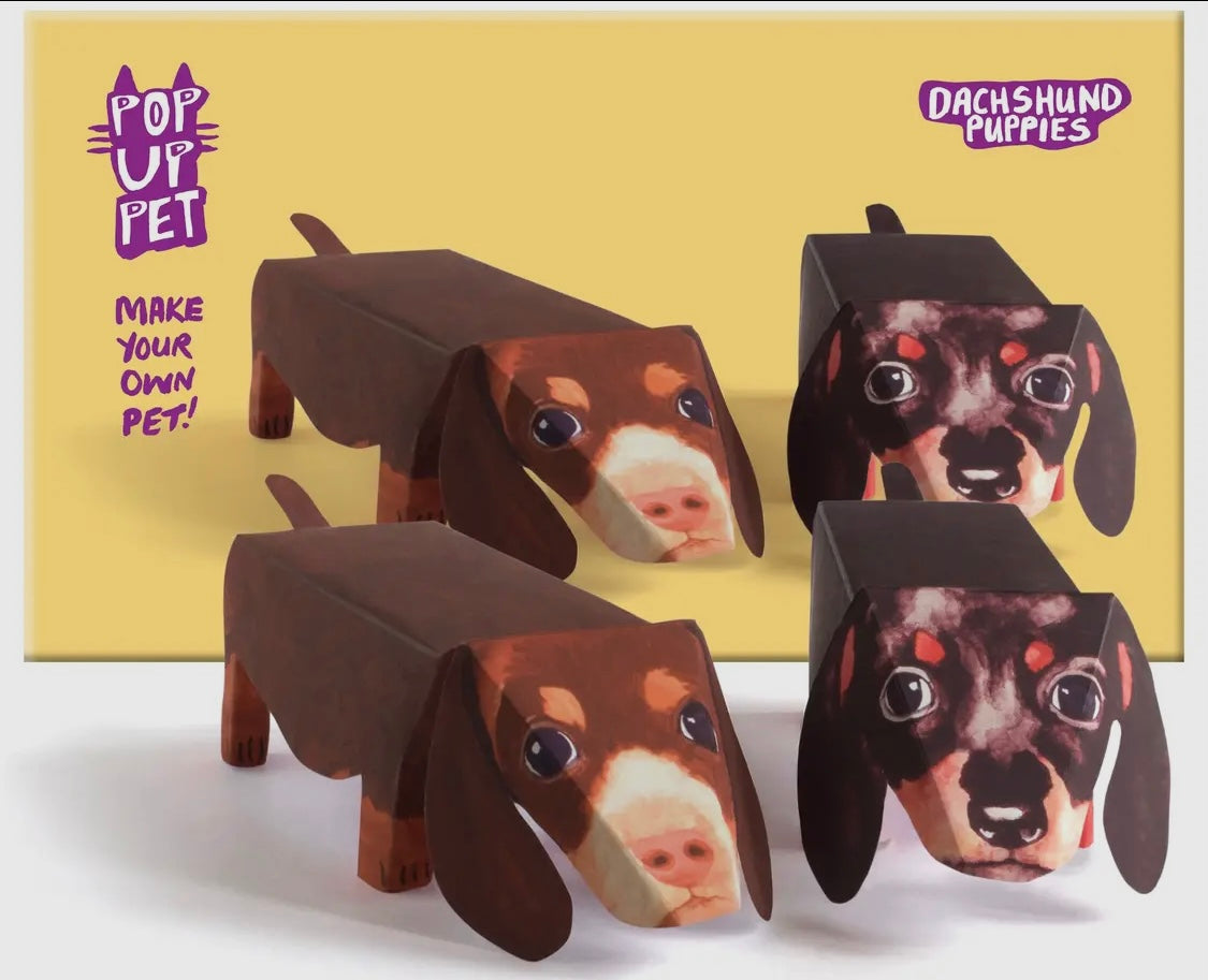 Pop Up Pet - Daschund Puppies - Paper Pet Gift