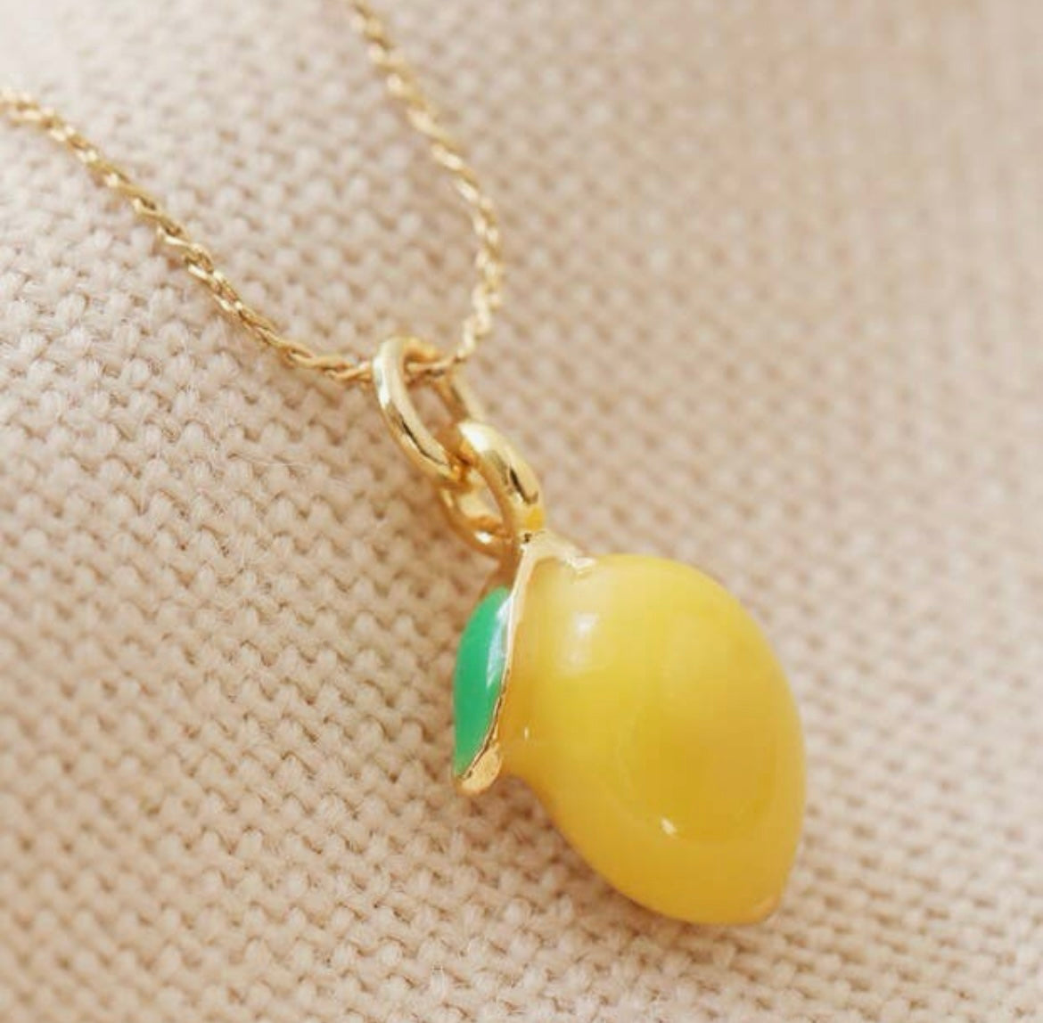 Enamel Lemon Pendant Necklace