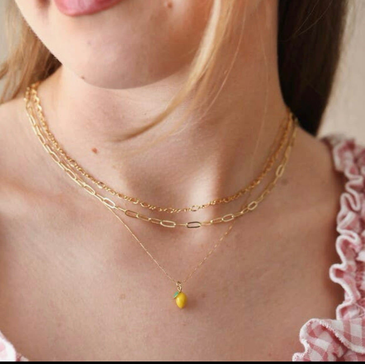 Enamel Lemon Pendant Necklace
