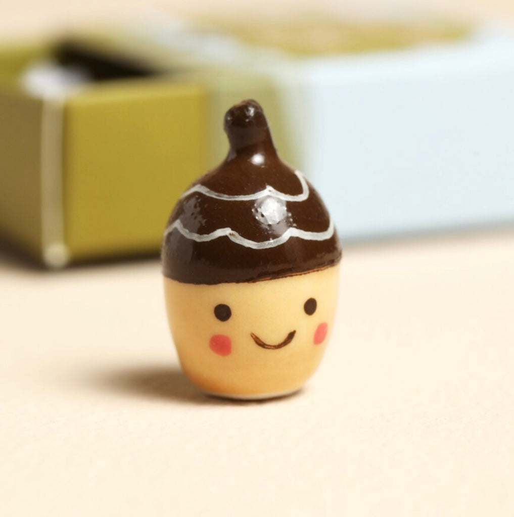 Tiny Matchbox Ceramic Acorn Token