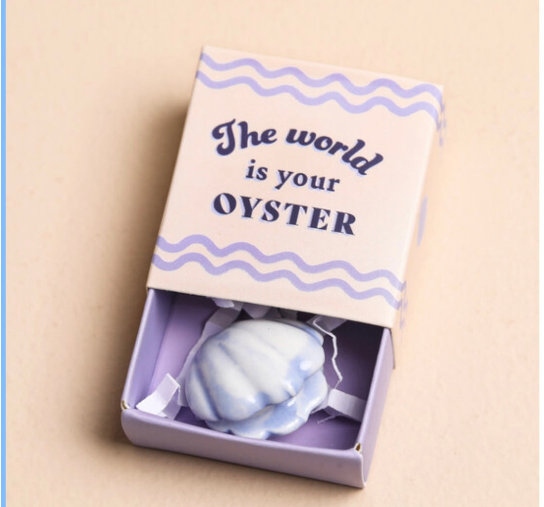 Tiny Matchbox Ceramic Oyster Token