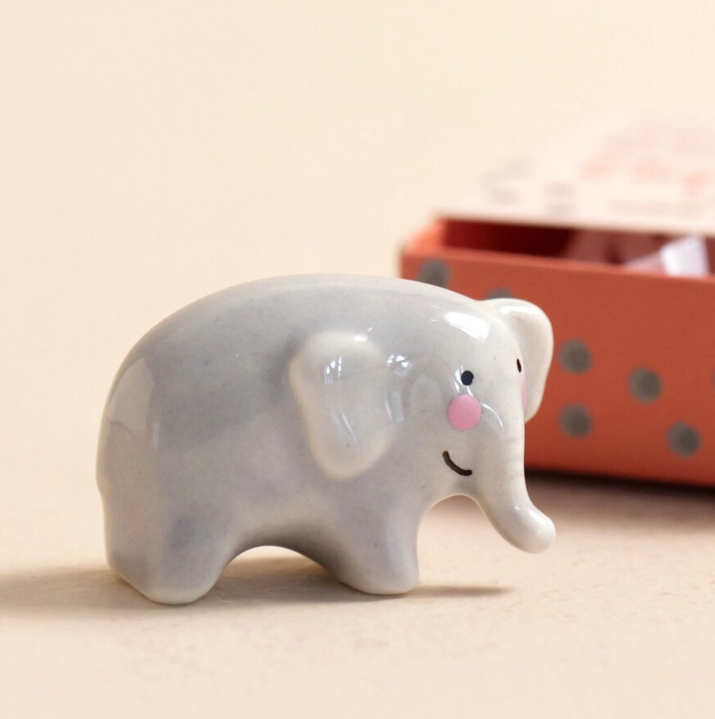 Tiny Matchbox Ceramic Elephant Token