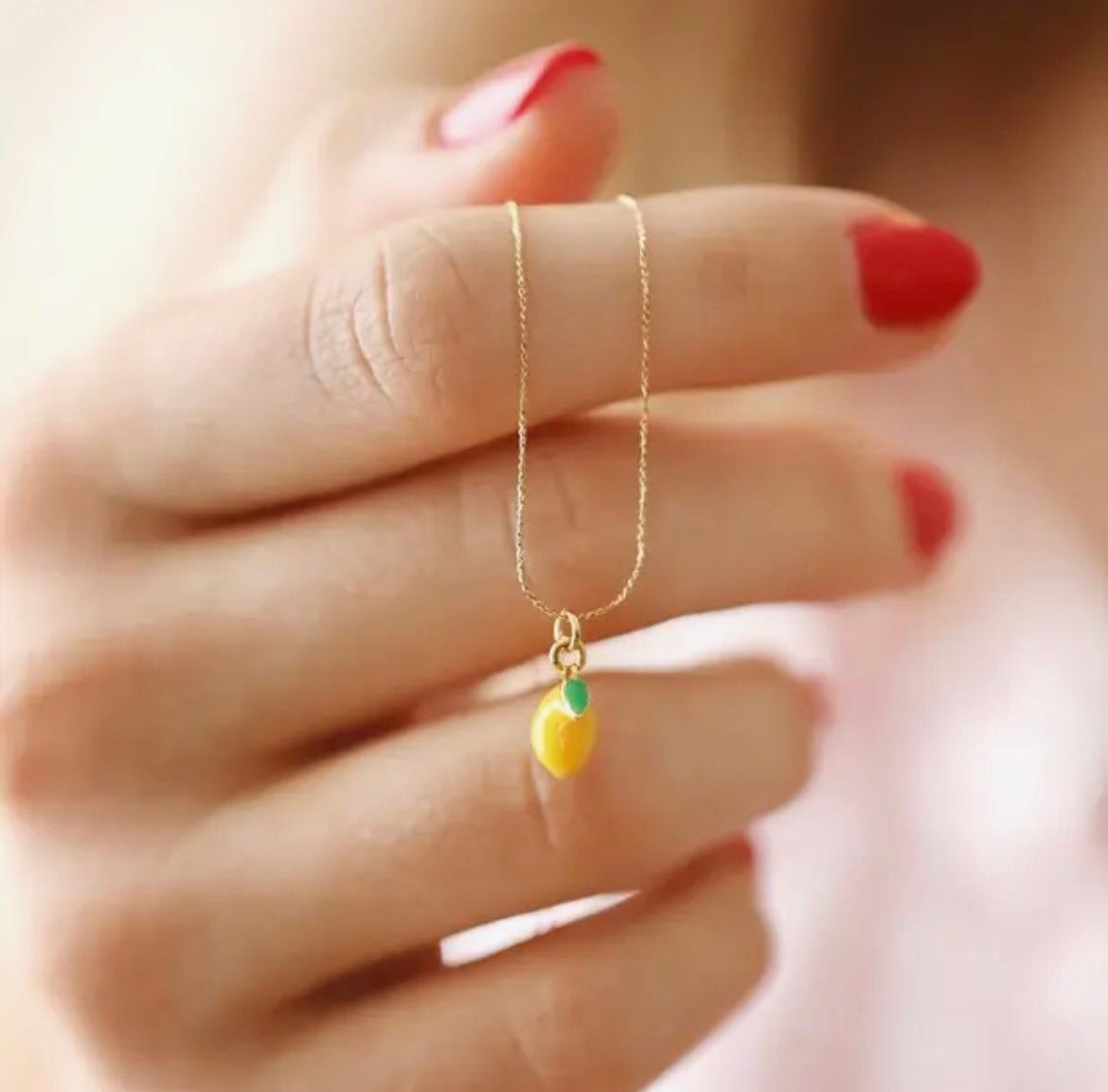 Enamel Lemon Pendant Necklace