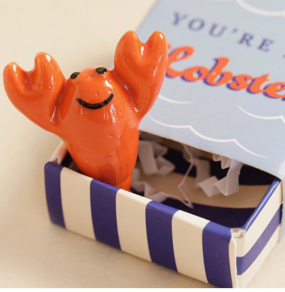 Tiny Matchbox Ceramic Lobster Token