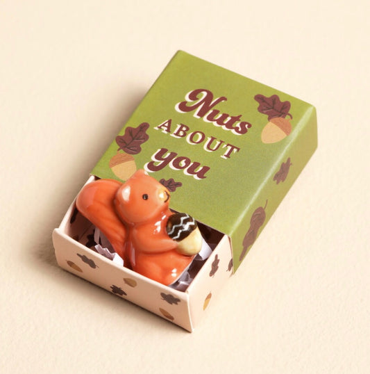 Tiny Matchbox Ceramic Squirrel Token
