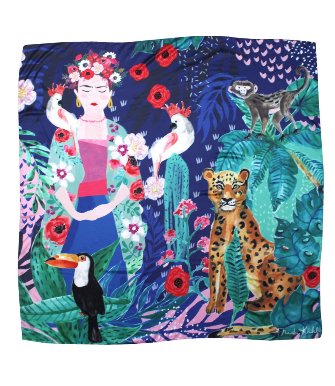 Frida Khalo Square Tropical Scarf