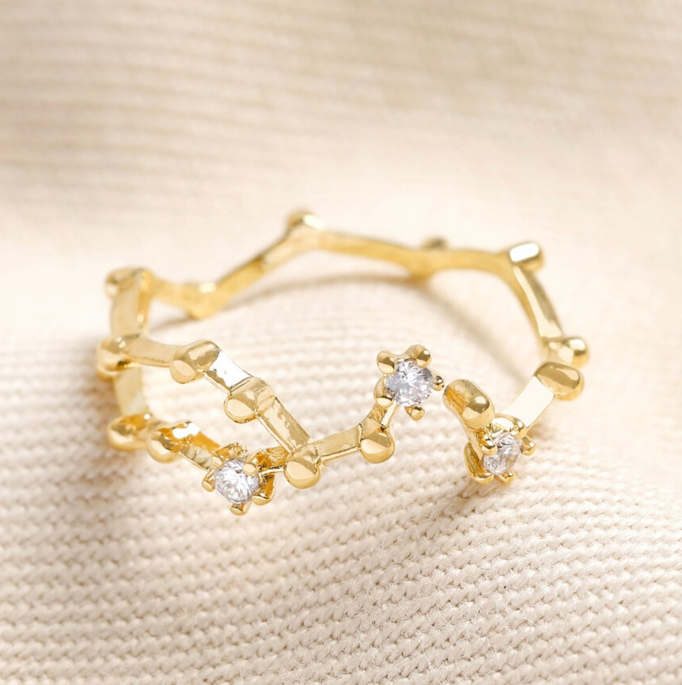 Adjustable Constellation Ring in 14ct Gold Plated