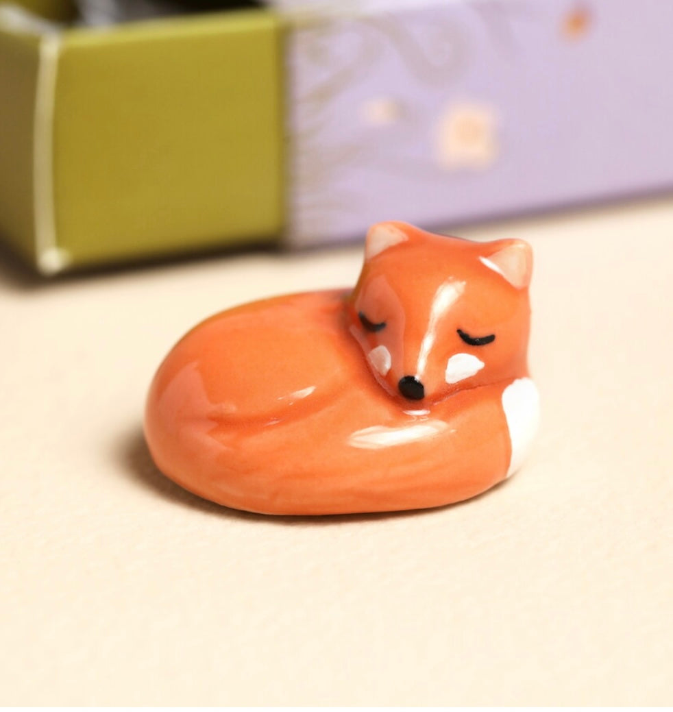 Tiny Matchbox Ceramic Fox Token