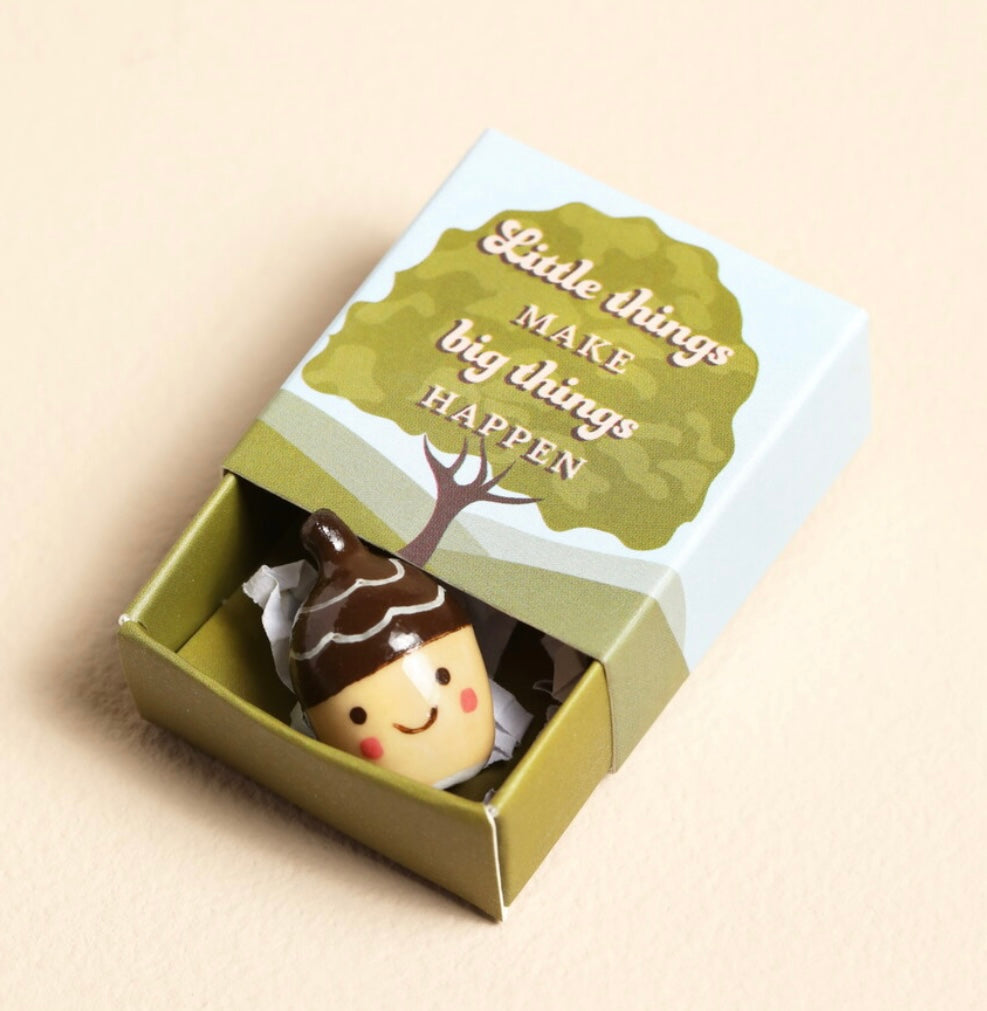 Tiny Matchbox Ceramic Acorn Token