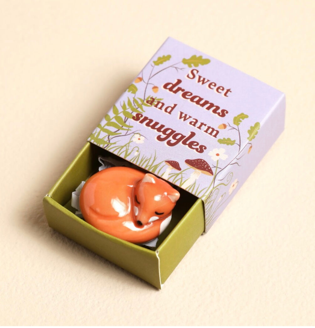 Tiny Matchbox Ceramic Fox Token