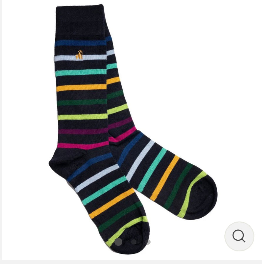 Black Striped Bamboo Socks